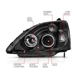 Anzo USA - 121057 | Anzo USA Projector Headlights w/ Halo Black (2002-2003 Civic) - Image 4