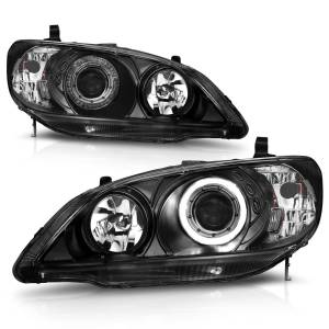 121059 | Anzo USA Projector Headlights w/ Halo Black (2004-2005 Civic)