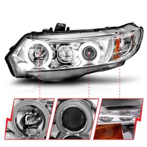 Anzo USA - 121061 | Anzo USA Projector Headlights w/ Halo Chrome (2006-2011 Civic) - Image 2