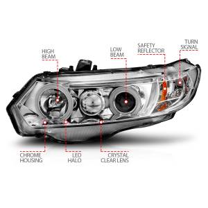 Anzo USA - 121061 | Anzo USA Projector Headlights w/ Halo Chrome (2006-2011 Civic) - Image 4