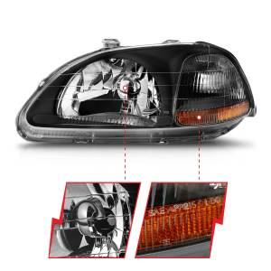 Anzo USA - 121067 | Anzo USA Crystal Headlights Black (1996-1998 Civic) - Image 2