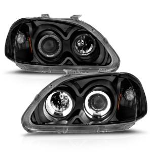 121068 | Anzo USA Projector Headlights w/ Halo Black (1996-1998 Civic)