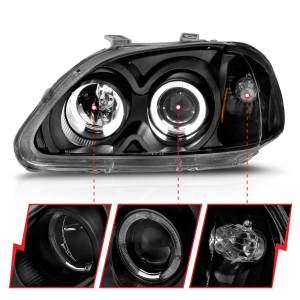 Anzo USA - 121068 | Anzo USA Projector Headlights w/ Halo Black (1996-1998 Civic) - Image 2