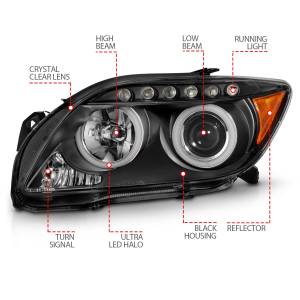 Anzo USA - 121119 | Anzo USA Projector Headlights w/ Halo Black (2005-2010 Scion TC) - Image 4