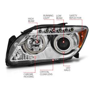 Anzo USA - 121120 | Anzo USA Projector Headlights w/ Halo Chrome (2005-2010 Scion TC) - Image 4