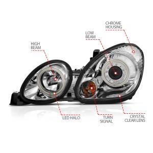 Anzo USA - 121143 | Anzo USA Projector Headlights w/ Halo Chrome (1998-200 GS300, GS400, GS430) - Image 3