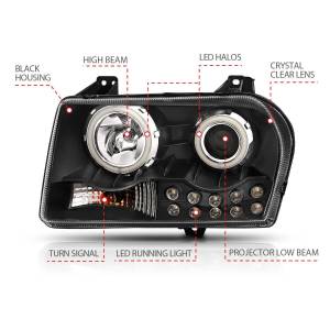 Anzo USA - 121152 | Anzo USA Projector Headlights w/ Halo Black (2005-2010 300) - Image 4