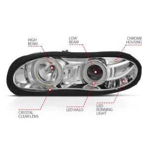 Anzo USA - 121159 | Anzo USA Projector Headlights w/ Halo Chrome (1998-2002 Camaro) - Image 4
