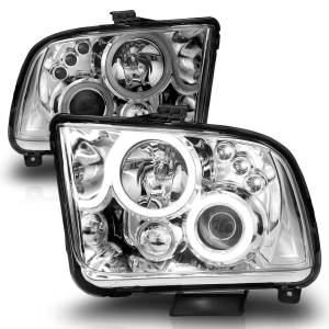 121162 | Anzo USA Projector Headlights w/ Halo Chrome (2005-2009 Mustang)