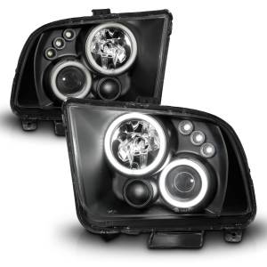 121166 | Anzo USA Projector Headlights w/ Halo Black (2005-2009 Mustang)