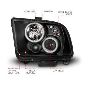 Anzo USA - 121166 | Anzo USA Projector Headlights w/ Halo Black (2005-2009 Mustang) - Image 3