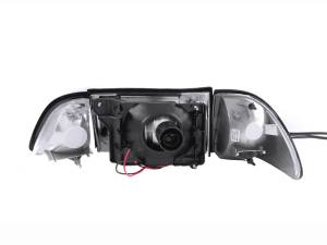 Anzo USA - 121192 | Anzo USA Crystal Headlights Black w/ Corner Lights 2pc (1987-1993 Mustang) - Image 1