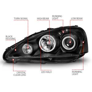 Anzo USA - 121197 | Anzo USA Projector Headlights w/ Halo Black (2005-2006 RSX) - Image 4