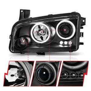 Anzo USA - 121218 | Anzo USA Projector Headlights w/ Halo Chrome (2006-2010 Charger) - Image 2