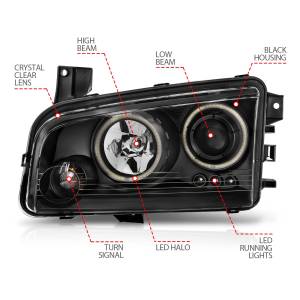 Anzo USA - 121218 | Anzo USA Projector Headlights w/ Halo Chrome (2006-2010 Charger) - Image 4