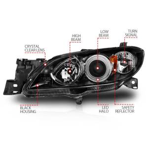 Anzo USA - 121228 | Anzo USA Projector Headlights w/ Halo Black (2004-2008 3 4 Door) - Image 4