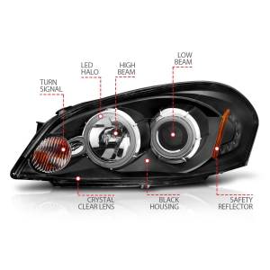 Anzo USA - 121236 | Anzo USA Projector Headlights w/ Halo Black (2006-2013 Impala | 2006-2007 Monte Carlo) - Image 3