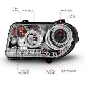 Anzo USA - 121250 | Anzo USA Projector Headlights w/ Halo Chrome (2005-2010 300C) - Image 4