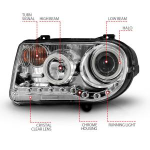 Anzo USA - 121250 | Anzo USA Projector Headlights w/ Halo Chrome (2005-2010 300C) - Image 4