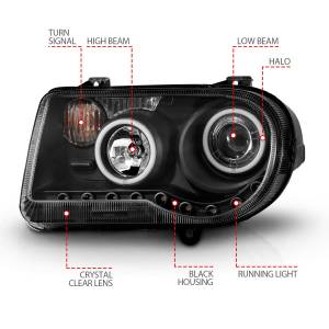 Anzo USA - 121251 | Anzo USA Projector Headlights w/ Halo Black (2005-2010 300C) - Image 3