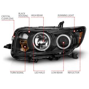 Anzo USA - 121280 | Anzo USA Projector Headlights w/ Halo Black (2008-2010 Scion XB) - Image 4