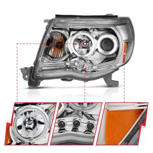 Anzo USA - 121281 | Anzo USA Projector Headlights w/ Halos Chrome (2005-2011 Tacoma) - Image 2