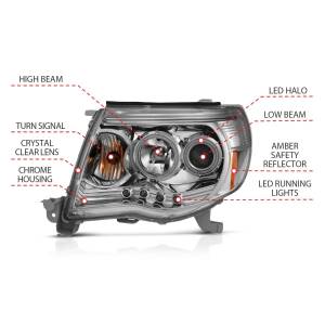 Anzo USA - 121281 | Anzo USA Projector Headlights w/ Halos Chrome (2005-2011 Tacoma) - Image 4