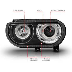 Anzo USA - 121308 | Anzo USA Projector Headlights w/ Halo Black (2008-2014 Challenger) - Image 4