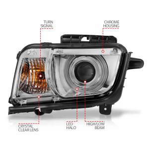 Anzo USA - 121311 | Anzo USA Projector Headlights w/ Halo Chrome (2010-2013 Camaro) - Image 4