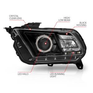 Anzo USA - 121323 | Anzo USA Projector Headlights w/ Halo Black (2010-2014 Mustang) - Image 4