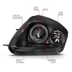 Anzo USA - 121332 | Anzo USA Projector Headlights w/ Halo Black (2000-2005 Eclipse) - Image 3