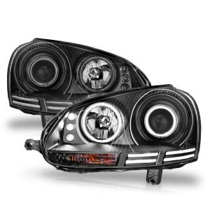 Anzo USA - 121345 | Anzo USA Projector Headlights w/ Halo Black (2005.5-2010 Jetta | 2006-2009 Rabbit, GTI) - Image 1