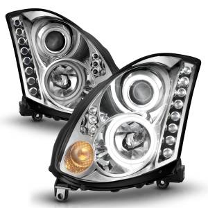 Anzo USA - 121364 | Anzo USA Projector Headlights w/ Halo Chrome (2003-2007 G35 2 Door) - Image 1