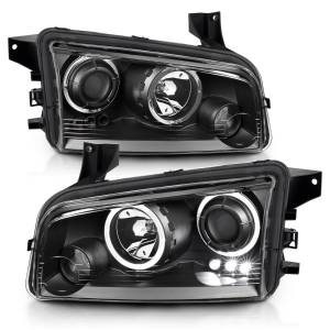 Anzo USA - 121381 | Anzo USA Projector Headlights w/ Halo Black (2006-2010 Charger) - Image 1