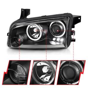 Anzo USA - 121381 | Anzo USA Projector Headlights w/ Halo Black (2006-2010 Charger) - Image 2