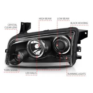 Anzo USA - 121381 | Anzo USA Projector Headlights w/ Halo Black (2006-2010 Charger) - Image 4