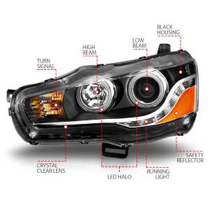 Anzo USA - 121428 | Anzo USA Projector Headlights w/ Halo Black (2008-2015 Lancer) - Image 4