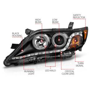 Anzo USA - 121442 | Anzo USA Projector Headlights w/ Halo Black (2010-2011 Camry) - Image 4