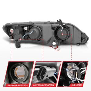 Anzo USA - 121454 | Anzo USA Projector Headlights w/ Halo Black (2006-2011 Civic 4 Door) - Image 3