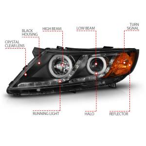 Anzo USA - 121460 | Anzo USA Projector Headlights w/ Halo Black (2011-2015 Optima) - Image 4