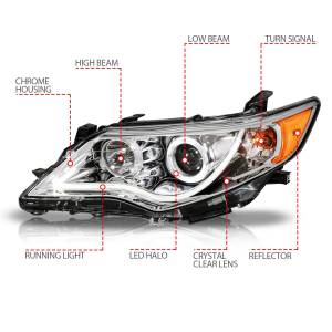 Anzo USA - 121513 | Anzo USA Projector Headlights w/ Halo Chrome (2012-2013 Camry) - Image 4