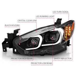 Anzo USA - 121516 | Anzo USA Projector Headlights Plank Style Black (2014-2015 6) - Image 4