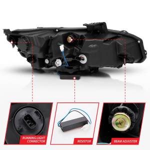 Anzo USA - 121527 | Anzo USA LED Projector Headlights Plank Style Black w/ Sequential Signal (2016-2018 Civic 4 Door) - Image 3