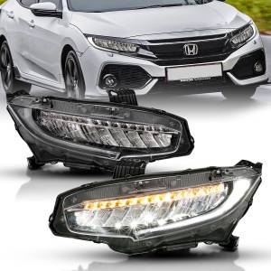 Anzo USA - 121527 | Anzo USA LED Projector Headlights Plank Style Black w/ Sequential Signal (2016-2018 Civic 4 Door) - Image 6