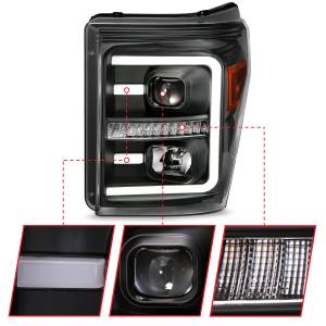 Anzo USA - 111406 | Anzo USA Projector Headlights Plank Style w/Switchback Black (2011-2016 F-250) - Image 2