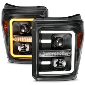 111406 | Anzo USA Projector Headlights Plank Style w/Switchback Black (2011-2016 F-250)
