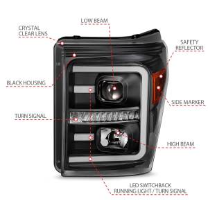 Anzo USA - 111406 | Anzo USA Projector Headlights Plank Style w/Switchback Black (2011-2016 F-250) - Image 3
