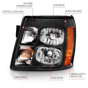 Anzo USA - 111423 | Anzo USA Crystal Headlight Black Amber (2003-2006 Escalade) - Image 4