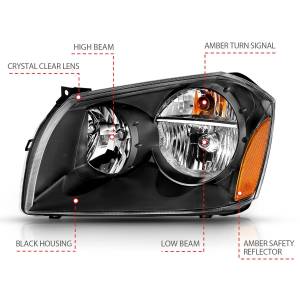 Anzo USA - 111425 | Anzo USA Crystal Headlight  Black Amber (2005-2007 Magnum) - Image 3