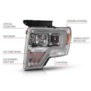 Anzo USA - 111446 | Anzo USA Projector Headlight Chrome Amber (2009-2014 F150 Pickup) - Image 3